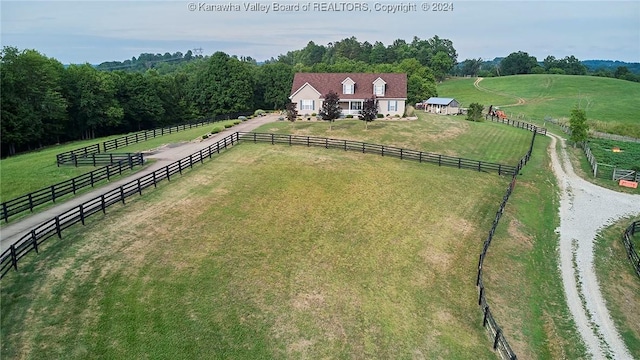 aerial view featuring a rural view