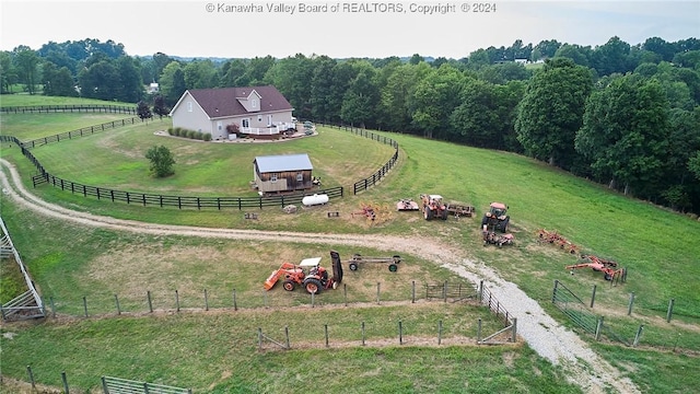 bird's eye view with a rural view