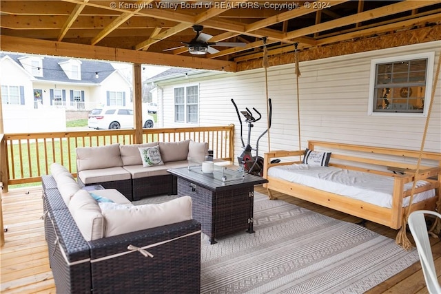 deck featuring an outdoor living space