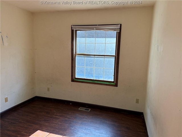 empty room featuring dark hardwood / wood-style flooring