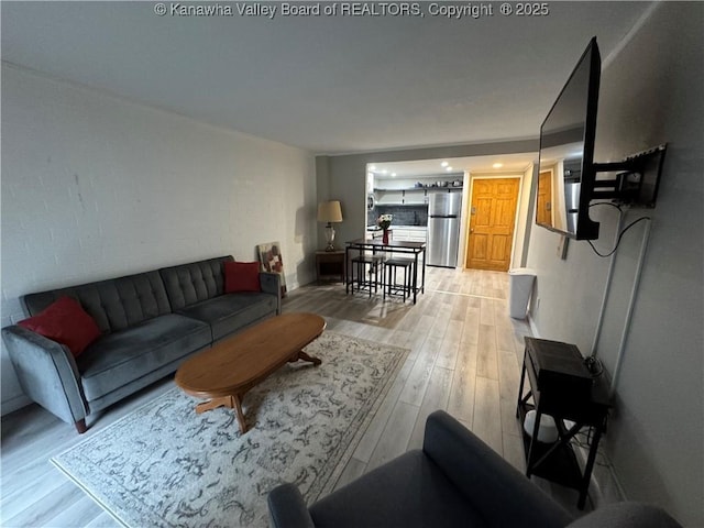 living room featuring wood-type flooring