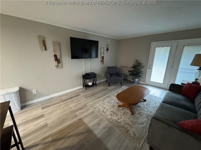 living room featuring light hardwood / wood-style floors