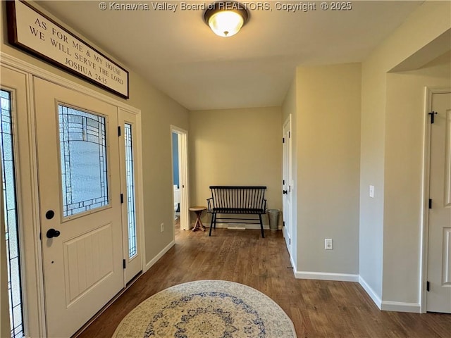 entryway featuring dark wood-type flooring