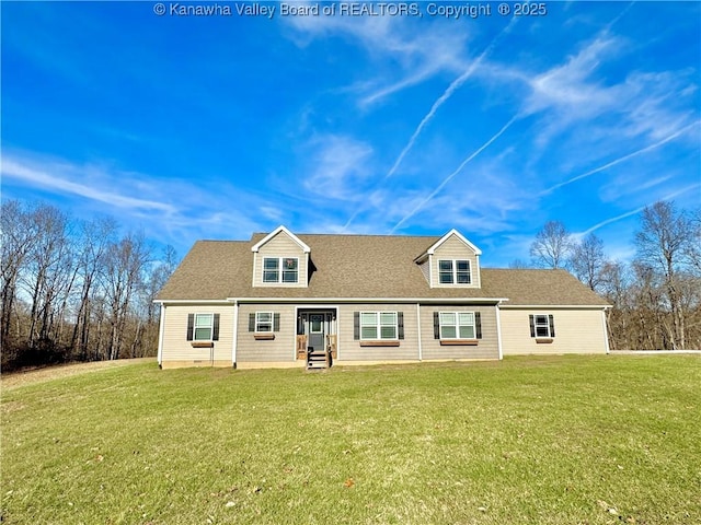 view of front of home with a front yard