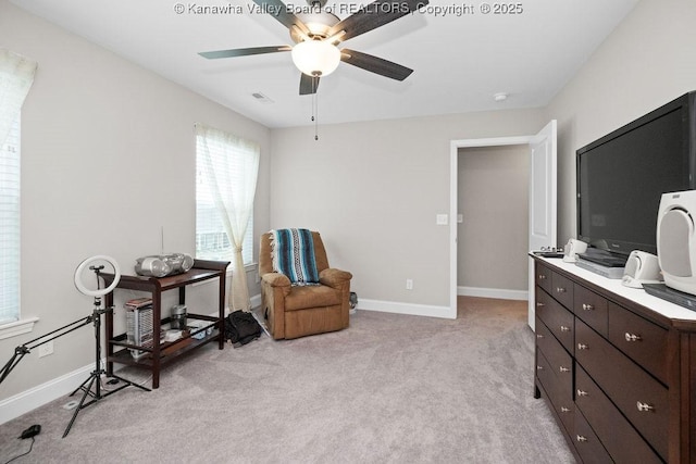 sitting room with light carpet