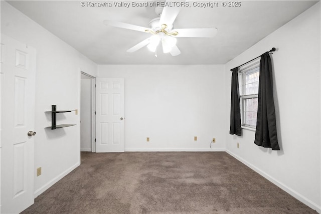 carpeted empty room with ceiling fan