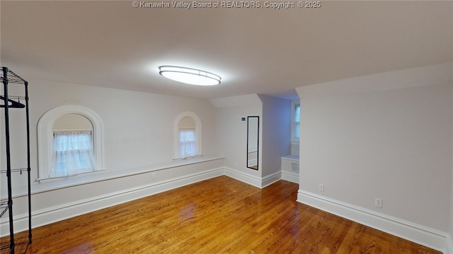 spare room featuring wood-type flooring and a healthy amount of sunlight