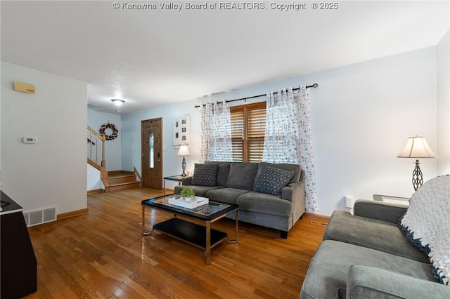 living room featuring hardwood / wood-style flooring