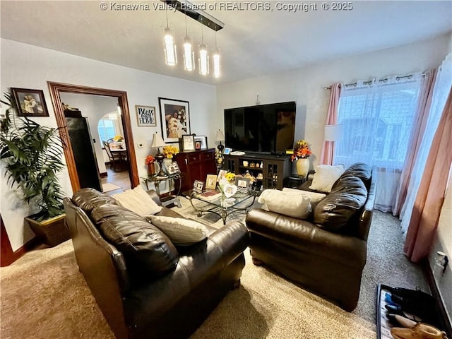 living room with carpet floors