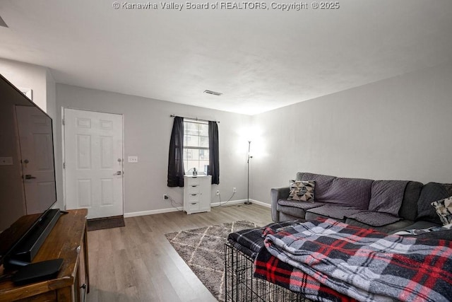 living room featuring light hardwood / wood-style flooring