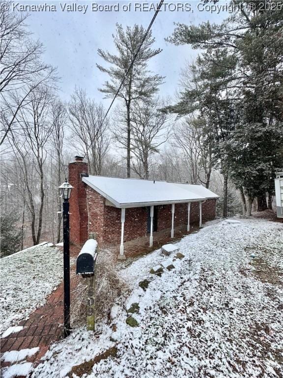 view of snowy exterior