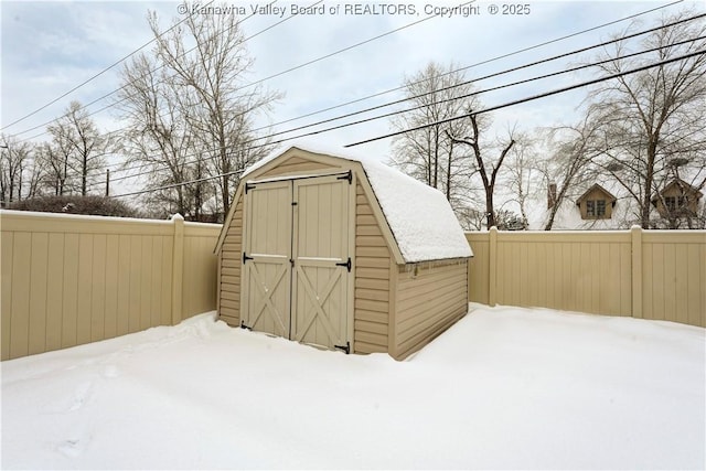 view of snow covered structure