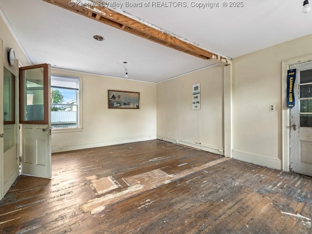 interior space with dark hardwood / wood-style flooring