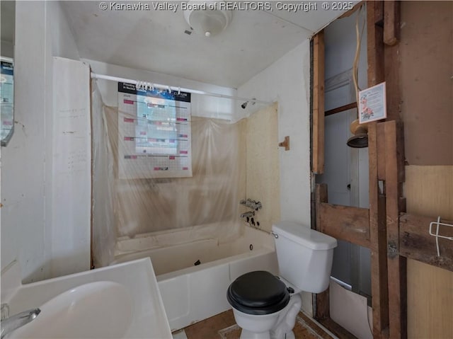 full bathroom with  shower combination, toilet, and sink