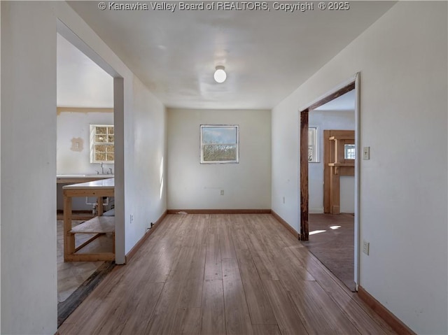 empty room featuring hardwood / wood-style floors and sink