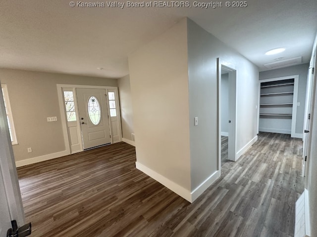 entrance foyer featuring dark hardwood / wood-style flooring