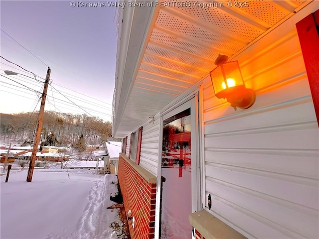 view of snowy exterior