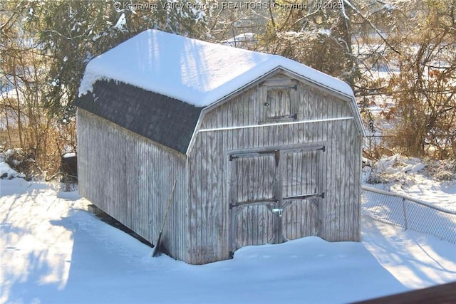 view of snow covered structure