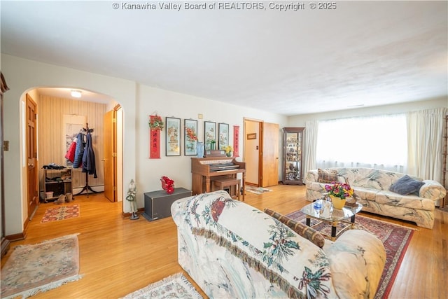 living room with light wood-type flooring