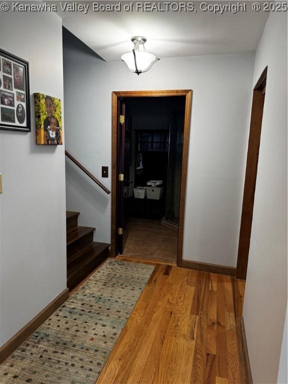 foyer with hardwood / wood-style floors