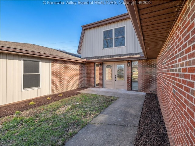 property entrance with french doors