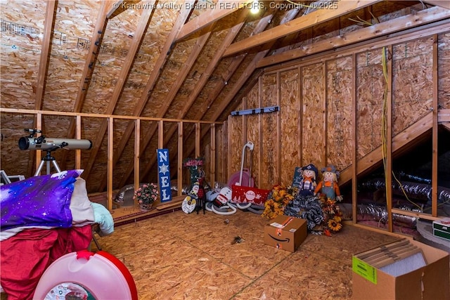 view of unfinished attic