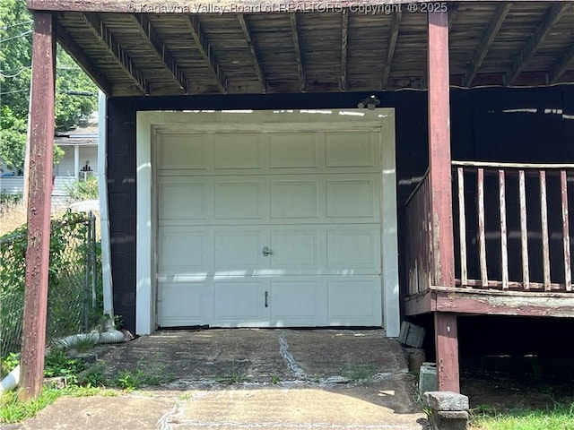 view of garage