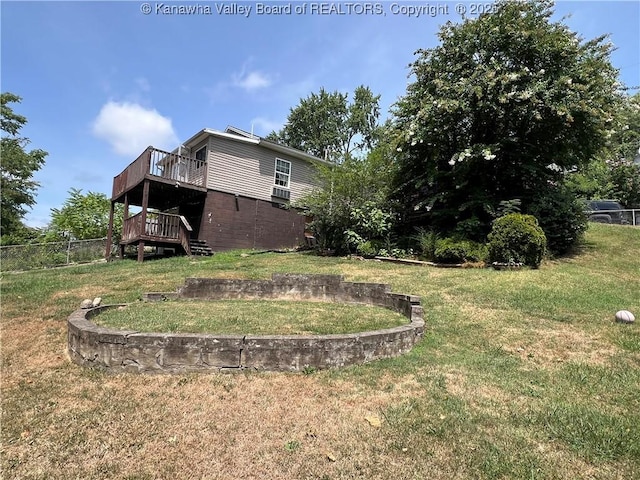 view of yard with a deck