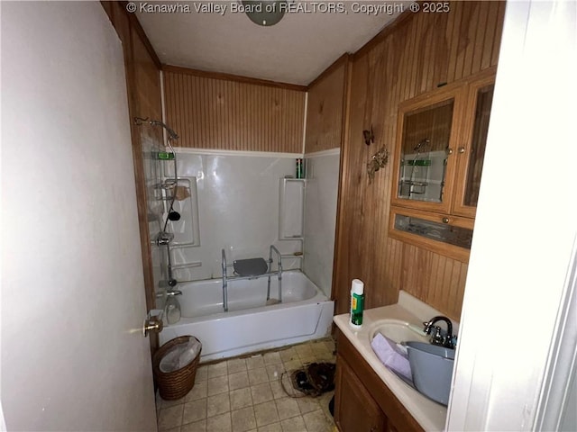 bathroom with vanity and shower / bathtub combination