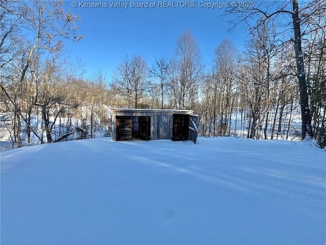 view of snow covered structure