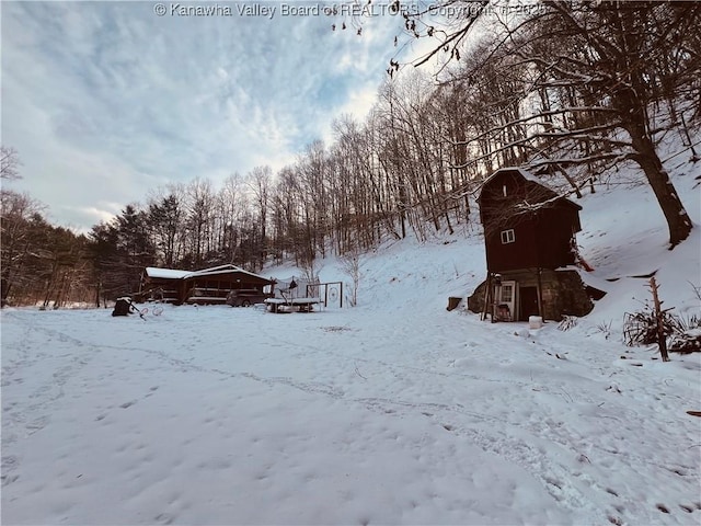 view of snowy yard