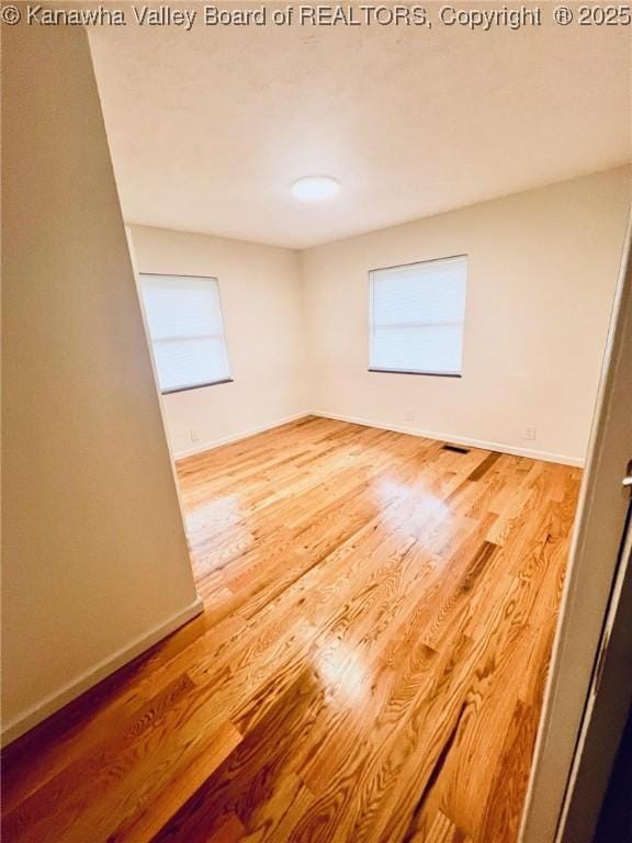 spare room featuring wood-type flooring