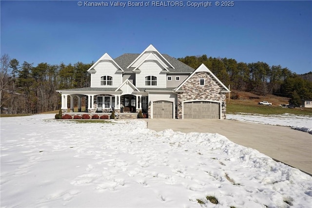 view of front of home with covered porch