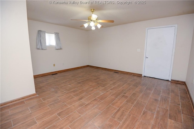 spare room featuring ceiling fan