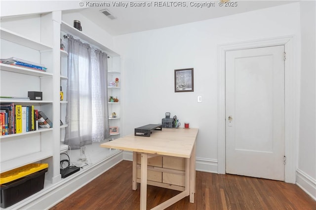 office space featuring dark hardwood / wood-style floors