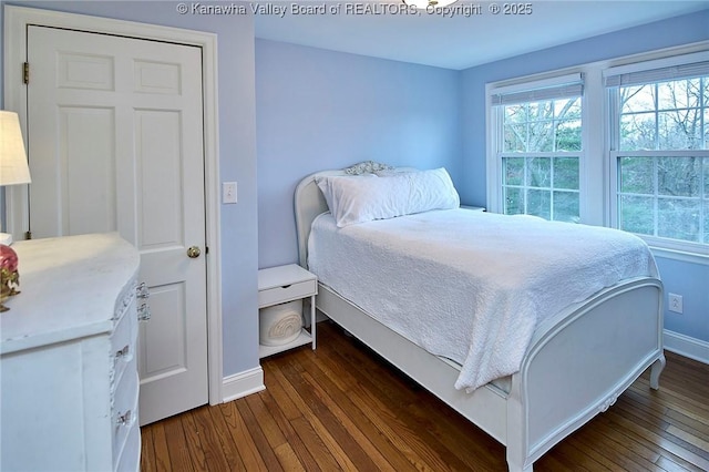 bedroom featuring dark hardwood / wood-style floors