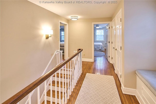 hallway featuring dark wood-type flooring