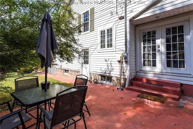 view of patio / terrace featuring french doors