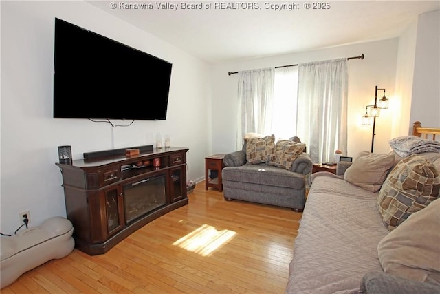 living room featuring light wood-type flooring