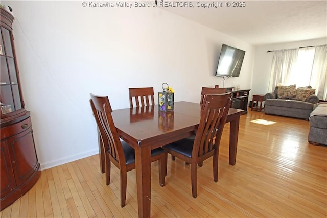 dining area with light hardwood / wood-style floors