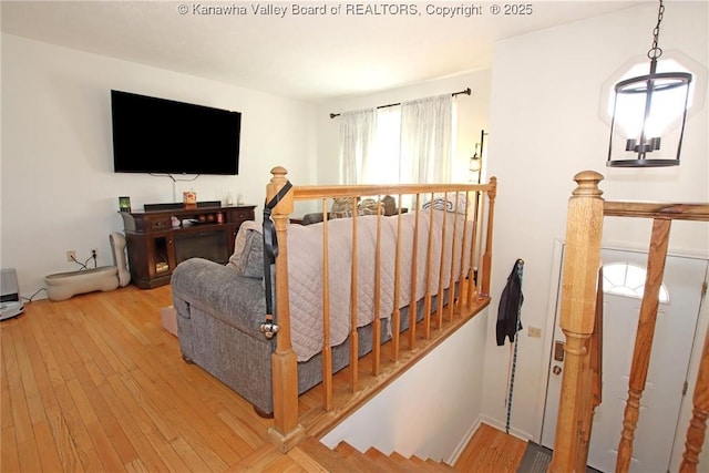 living room with light hardwood / wood-style floors