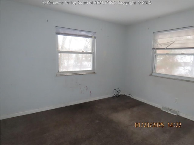 view of carpeted spare room