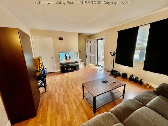 living room featuring light hardwood / wood-style floors