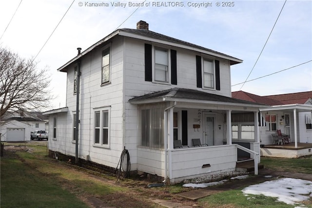 view of front of property featuring covered porch