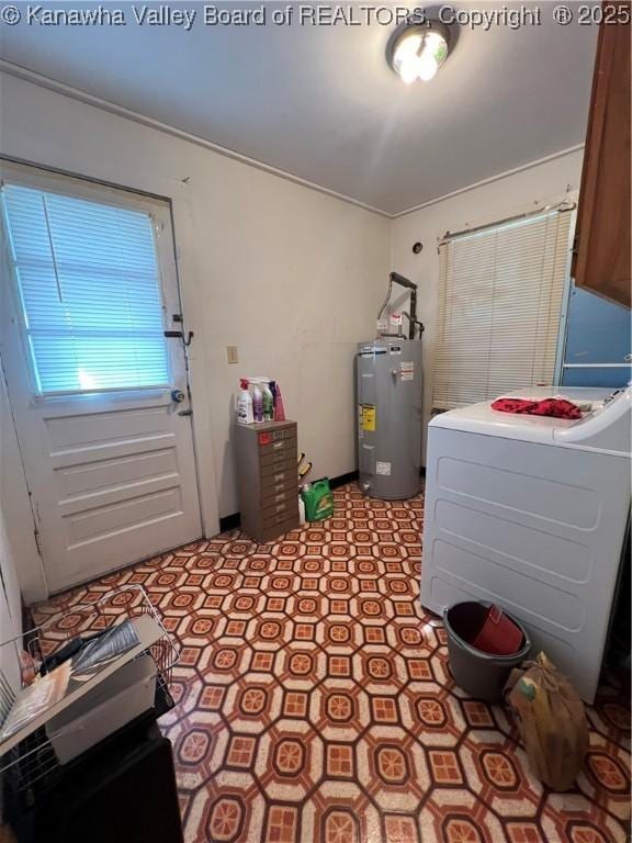 laundry room featuring washer / clothes dryer and electric water heater