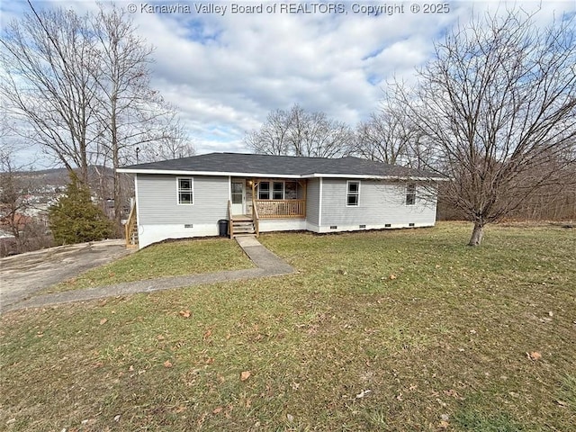 view of front of property with a porch and a front yard