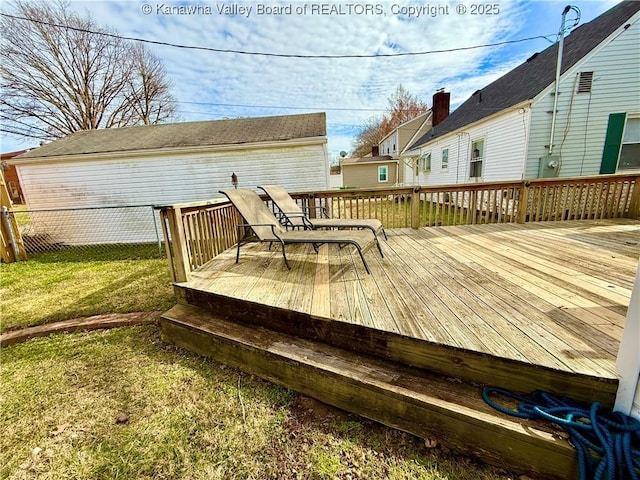 deck with a lawn