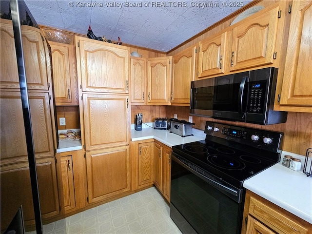 kitchen with black appliances