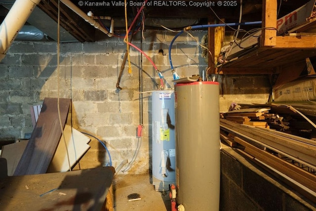 utility room with water heater