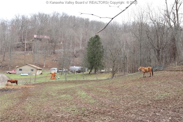 view of yard with a rural view and a playground